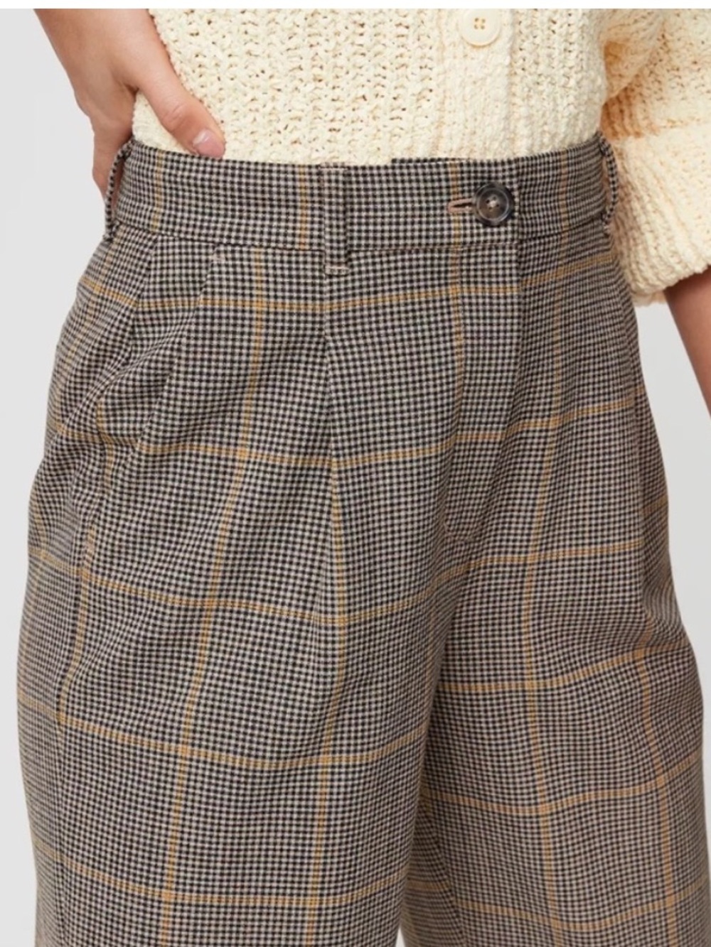 Little Moon Plaid Ankle Cropped Trousers in Brown and Tan - Picture 13 of 13
